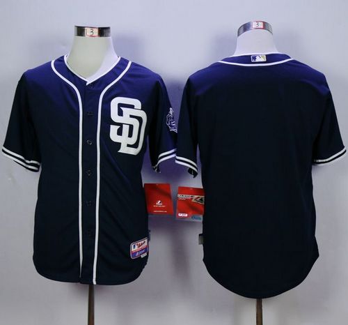 Padres Blank Dark Blue Cool Base Stitched MLB Jersey